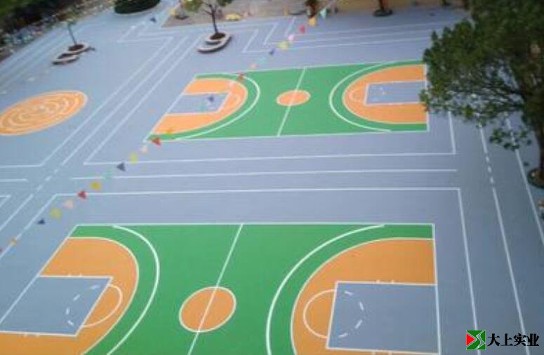 灰色+橙色+綠色丙烯酸籃球場(chǎng)